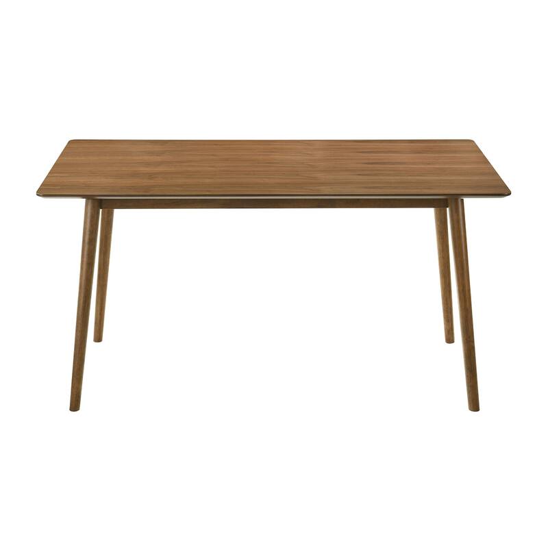 Wena Alana 5 Piece Dining Table Set, Walnut Brown Wood, 4 Orange Chairs