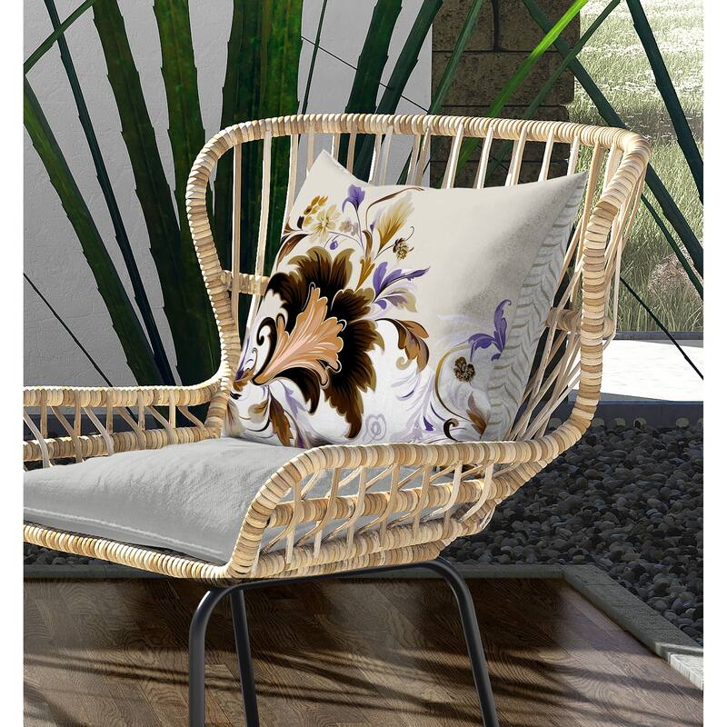Damask Hue Indoor/Outdoor Reversible Throw Pillow Olive and Green