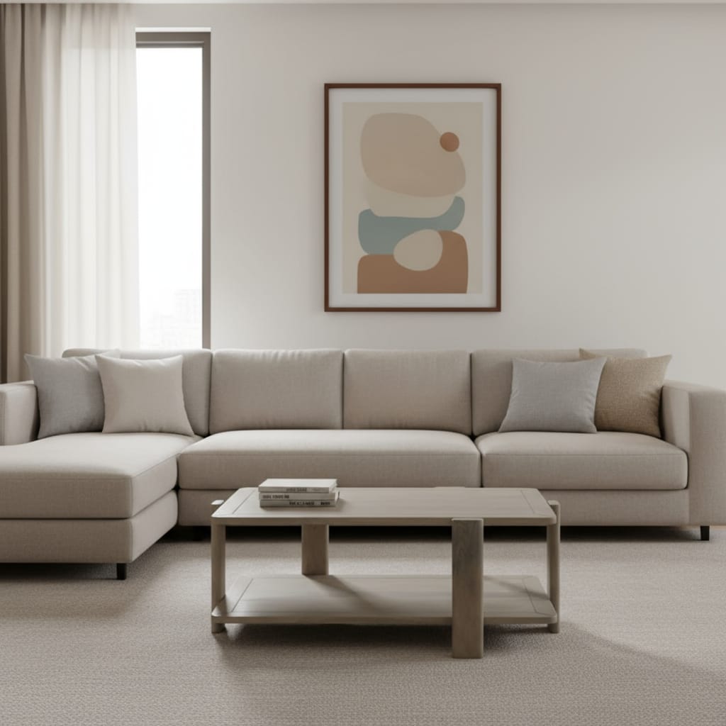 HomeRoots 45" Natural Solid Wood Distressed Coffee Table With Shelf - 44.50 in. x 18.00 in. x 26.50 in.