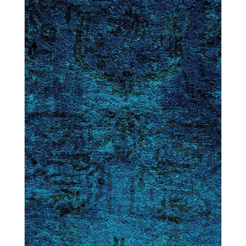 Overton Hand Knotted Wool Vintage Inspired Modern Contemporary Overdyed Blue Area Rug - 3' 1" x 5' 1"