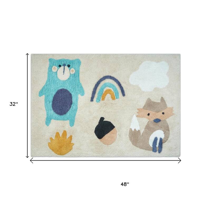 HomeRoots Juvenile/Youth Contemporary Rectangle Area Rug - 48.00 in. x 32.00 in. x 0.30 in.