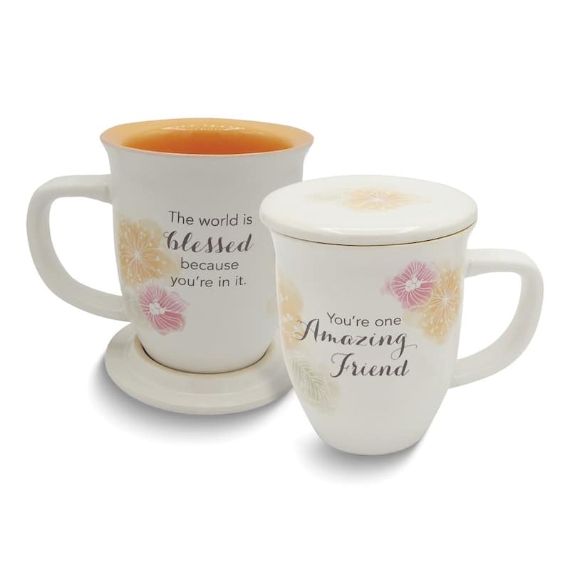 Curata Amazing Woman White/Orange 14 Oz. Ceramic Mug and Coaster Set Boxed