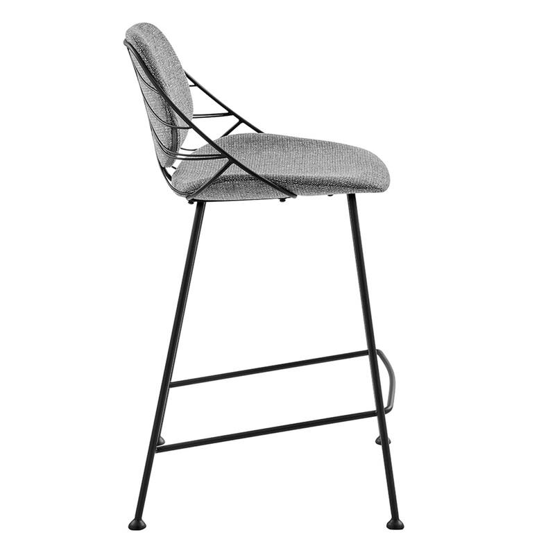 Linnea Counter Stool In Black Fabric with Matte Black Legs - Set of 2