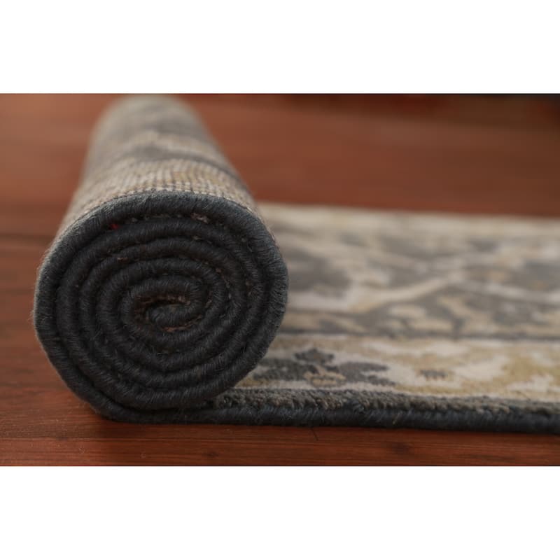 Gray Oushak Oriental Runner Rug Hand-Knotted Wool Carpet - 2'7" x 10'0"