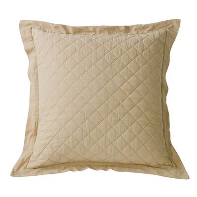 HiEnd Accents Diamond Pattern Linen Quilted Euro Sham, 27"x27"