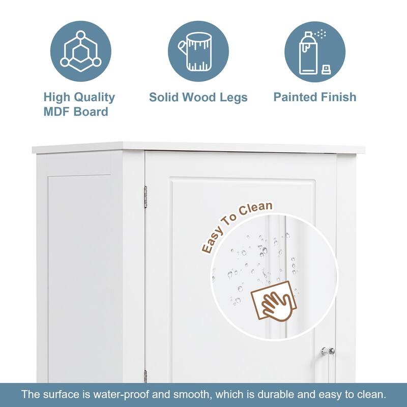 Tall Bathroom Storage Cabinet, Freestanding Storage Cabinet with Two Drawers and Adjustable Shelf