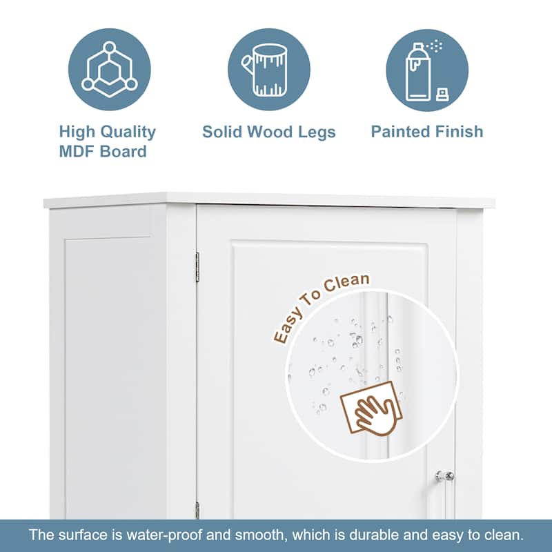 Tall Bathroom Storage Cabinet,Freestanding Storage Cabinet with Two Drawers and Adjustable Shelf,MDF Board with Painted Finish