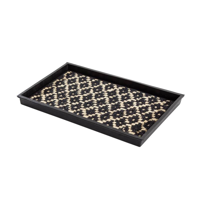 Natural and Recycled Rubber Boot Tray with Black and Ivory Coir Insert - Small