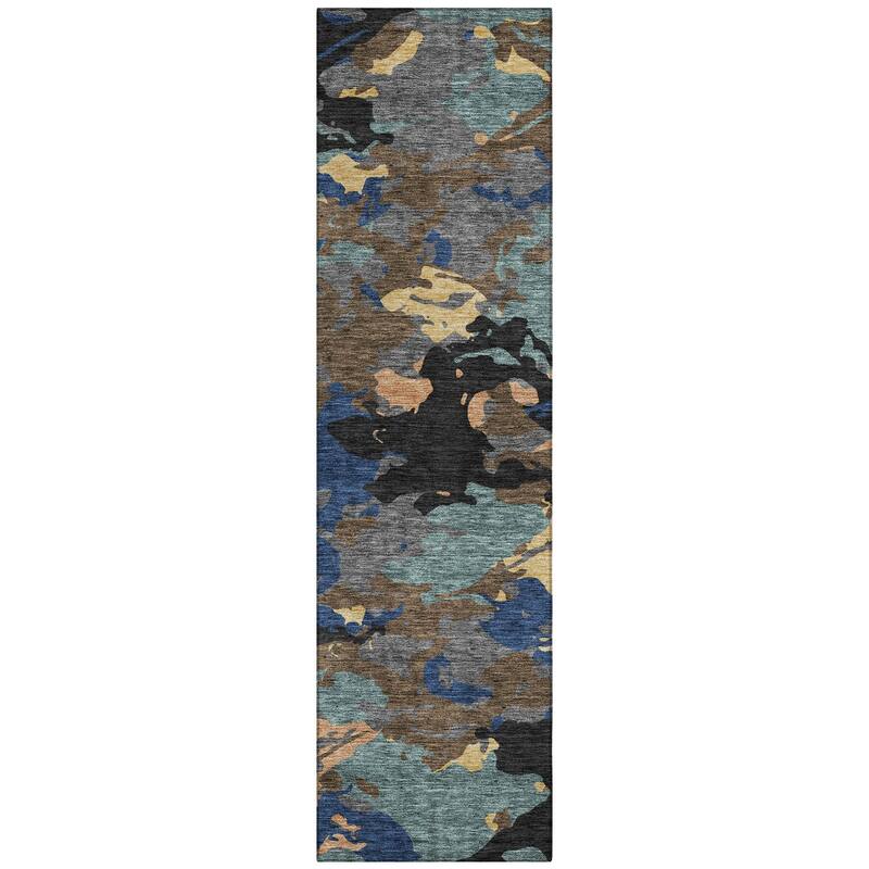 Machine Washable Indoor/ Outdoor Abstract Mexi Chantille Rug