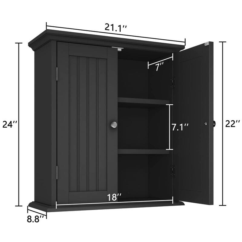 Bathroom Wall Cabinet, Over The Toilet Space Saver Storage Cabinet - 8.8"D x 21.1"W x 24"H