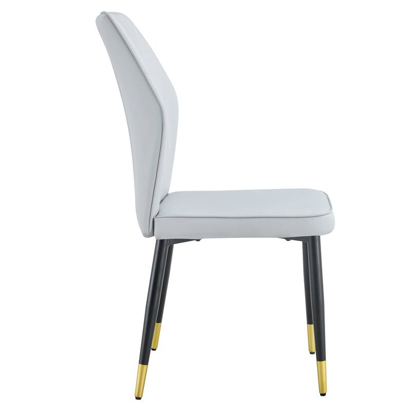 Roomfitters PU Dining Chairs with Patterned Backrest and Black Metal Legs, Upholstered Modern Set of 8 for Dining