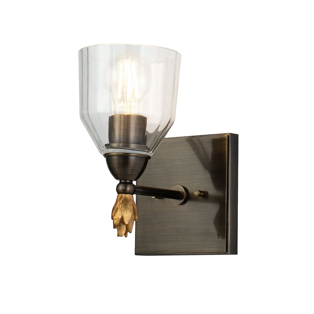 Felice 1 Light Wall Sconce in Bronze with Gold