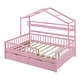 preview thumbnail 24 of 25, Full Size Wooden House Bed Kids Bed with 2 Drawers and Storage Shelf