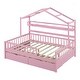preview thumbnail 27 of 33, Wooden Full Size House Bed with 2 Drawers,Kids Bed with Storage Shelf, Gray