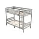 preview thumbnail 2 of 2, Gray Twin over Twin Size Wood Bunk Bed with Ladder and Fence