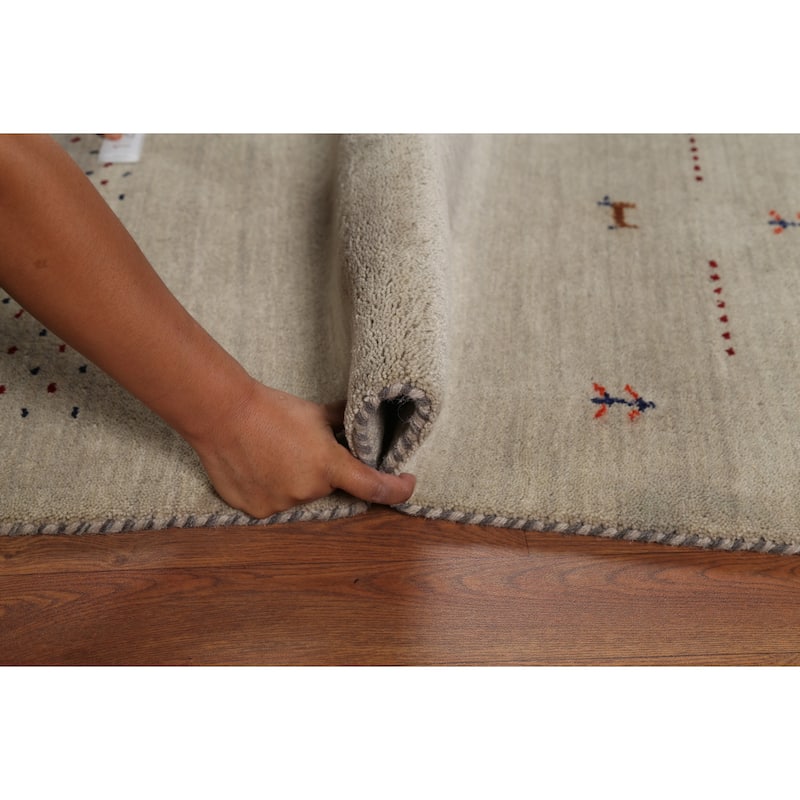 Little Animals Tribal Gabbeh Area Rug Hand-Knotted Wool Carpet - 4'7"x 6'6"