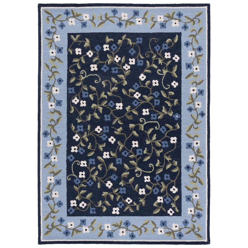 Martha Stewart by SAFAVIEH Handmade Saida Wool Rug - Navy/Light Blue - 6' Square
