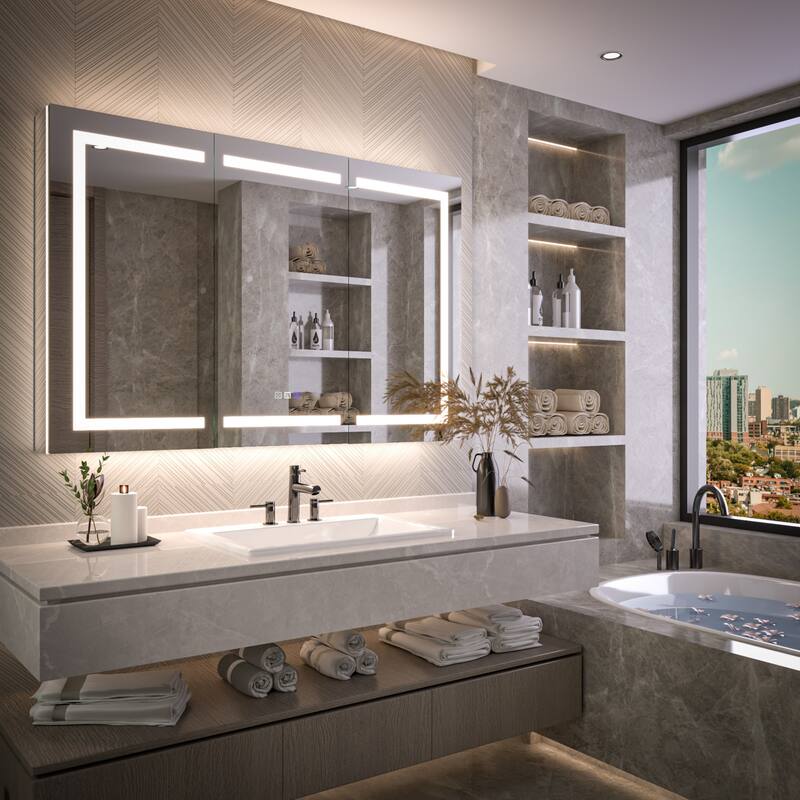 Modland 48"-72"W x 36"H Lighted Bathroom Medicine Cabinet with Backlit & Frontlit Modes,Anti-Fog