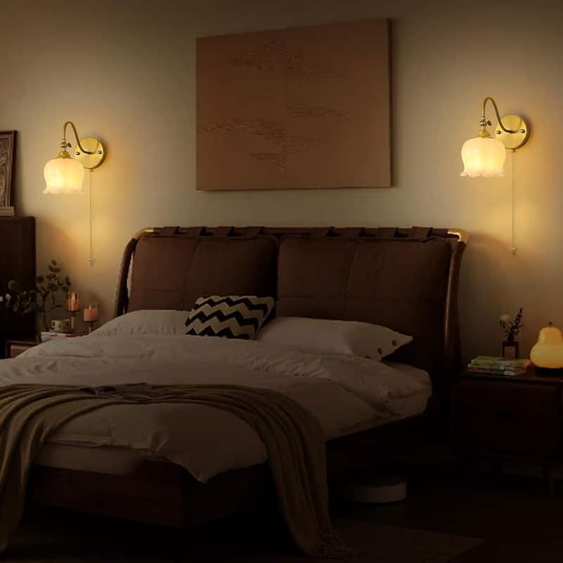 Set of two bathroom light white bedroom light resin wall light