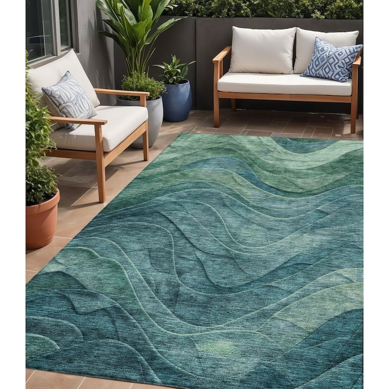 HomeRoots Abstract Transitional Rectangle Outdoor Rug - 5' X 8'