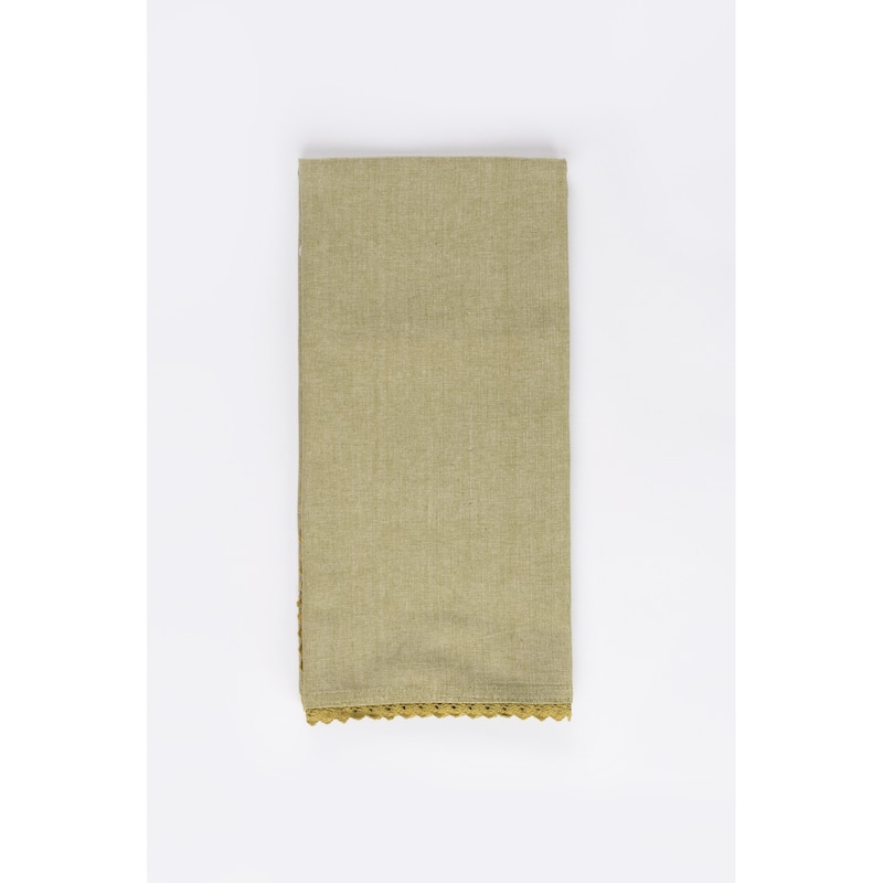 Cottage Home Olive Cotton Lace 20 x 28 Inch Tea Towel Two Piece Set - 20 x 28
