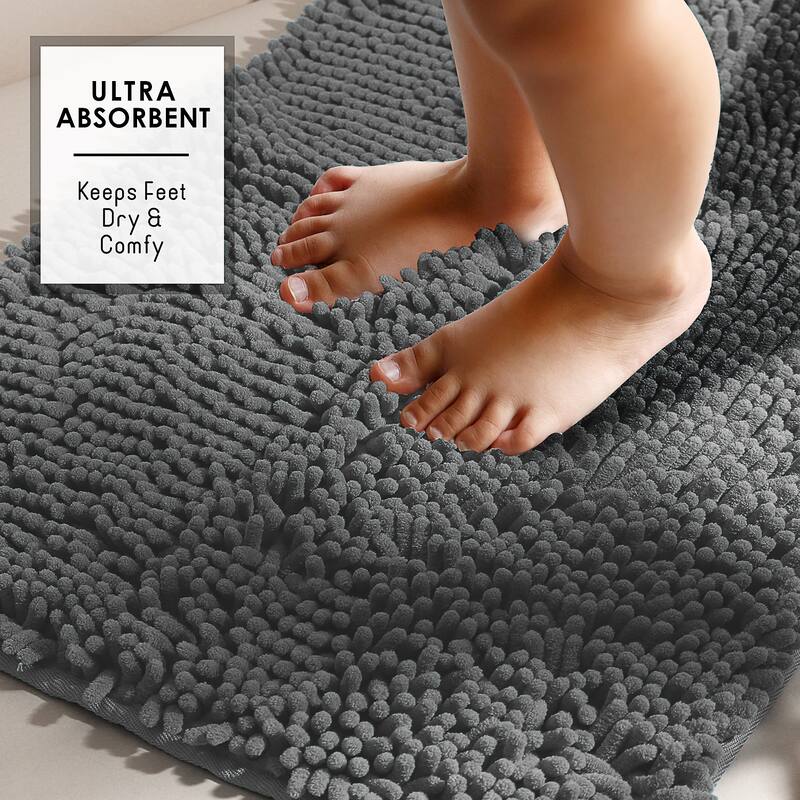 Empyrean Non-Slip Super Plush Chenille Bathroom Rugs