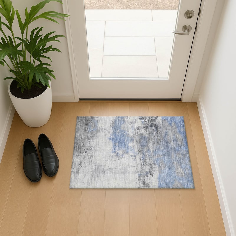 Premium Washable Super Soft Abstract Chic Mayfield Rug - Denim - 1'8" x 2'6"