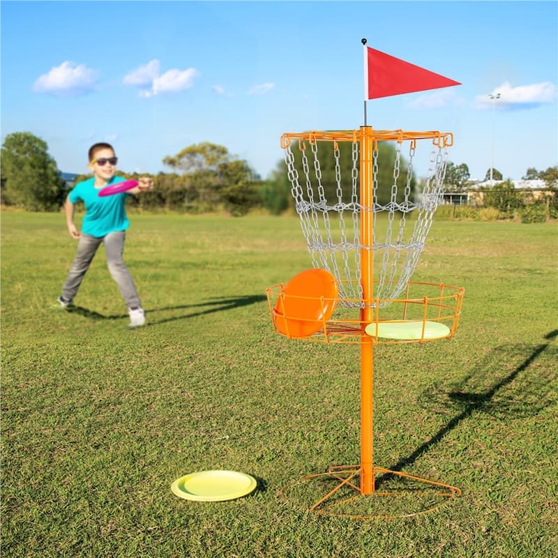 Yaheetech 12-Chain Disc Golf Basket Portable Metal Disc Golf Target - Orange