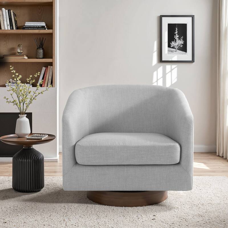 UIXE 31" W Swivel Round Barrel Chair Accent Chairs - Light Grey