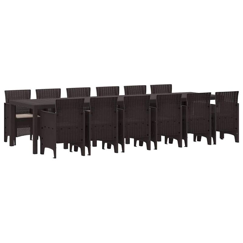 vidaXL Garden Dining Set 1315 pcs Anthracite/Brown Polt rattan - 350 x 100 x 73 cm