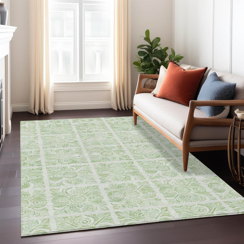 Machine Washable Indoor/ Outdoor Chantille Mosaic Rug
