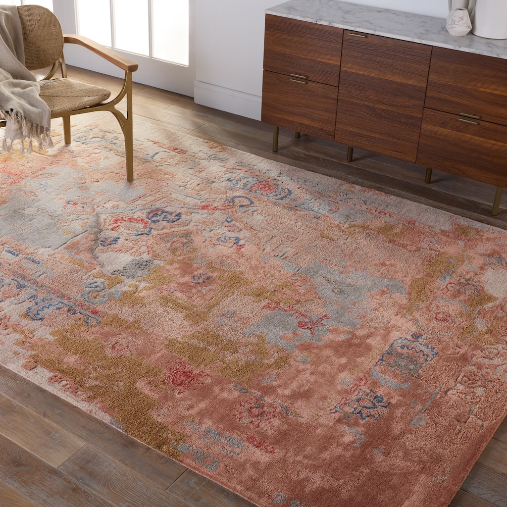 Lyle Handmade Medallion Pink/ Light Taupe Area Rug