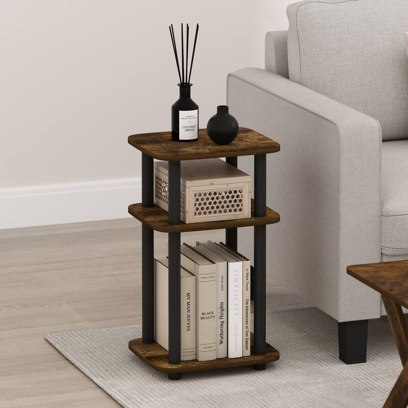 Furinno Just 3-Tier Turn-N-Tube Curve End Table, Side Table, 1-Pack