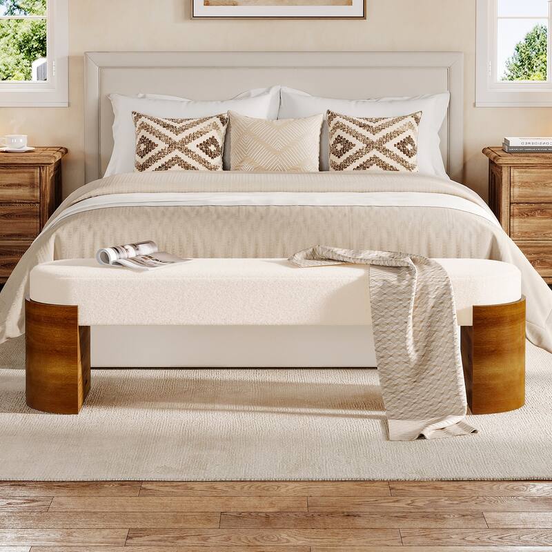 59" Modern Entryway Bench with High-Density Foam Seat