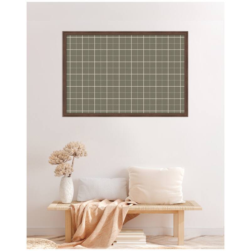Kate and Laurel Framed Fabric Pinboard Sage Green Plaid Wall Organization