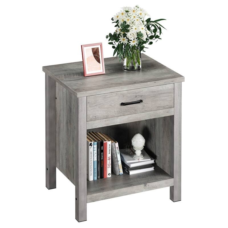 Bedside Table End Table with Storage Drawer - 2-drawer
