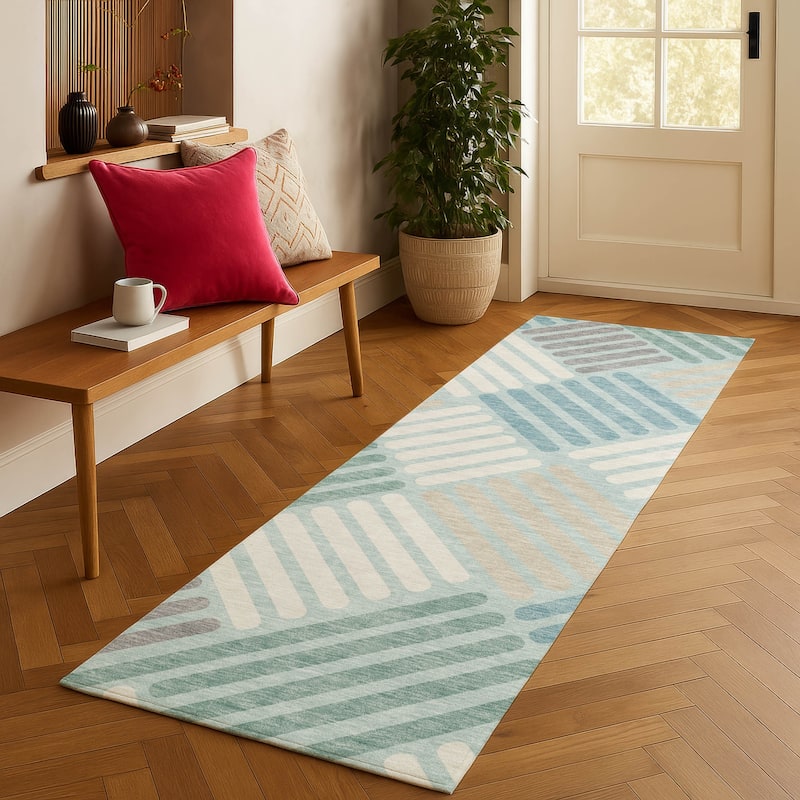 Machine Washable Indoor/ Outdoor Modern Weave Chantille Rug