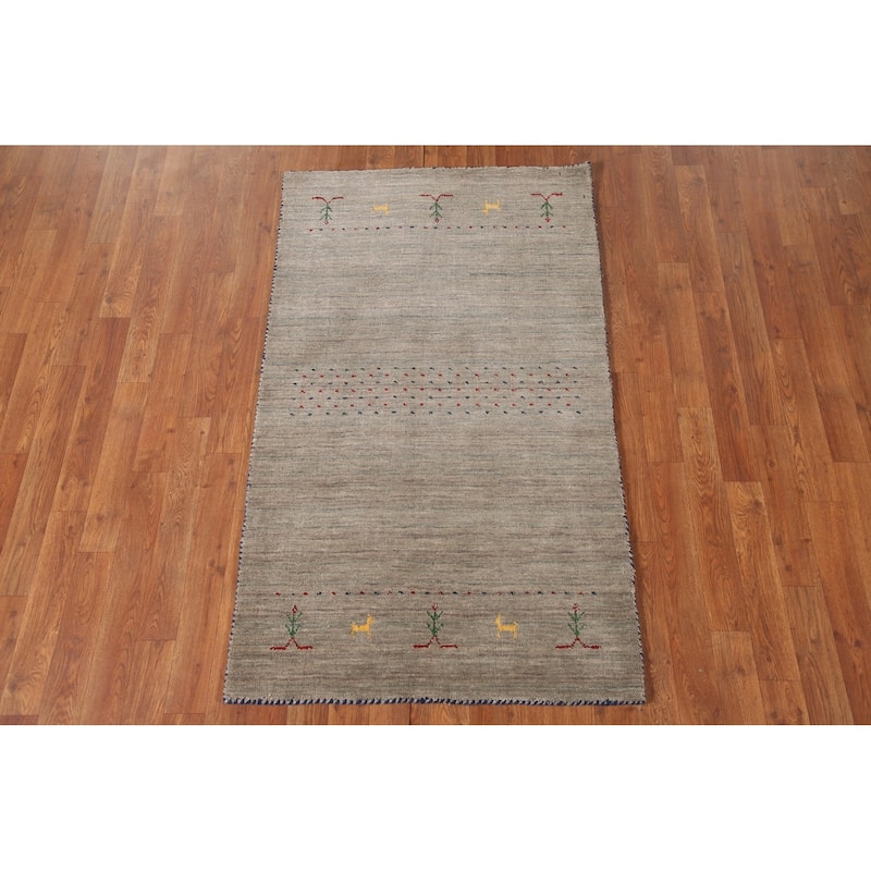 Tribal Gabbeh Accent Rug Handmade Oriental Wool Carpet - 2'10"x 4'11"