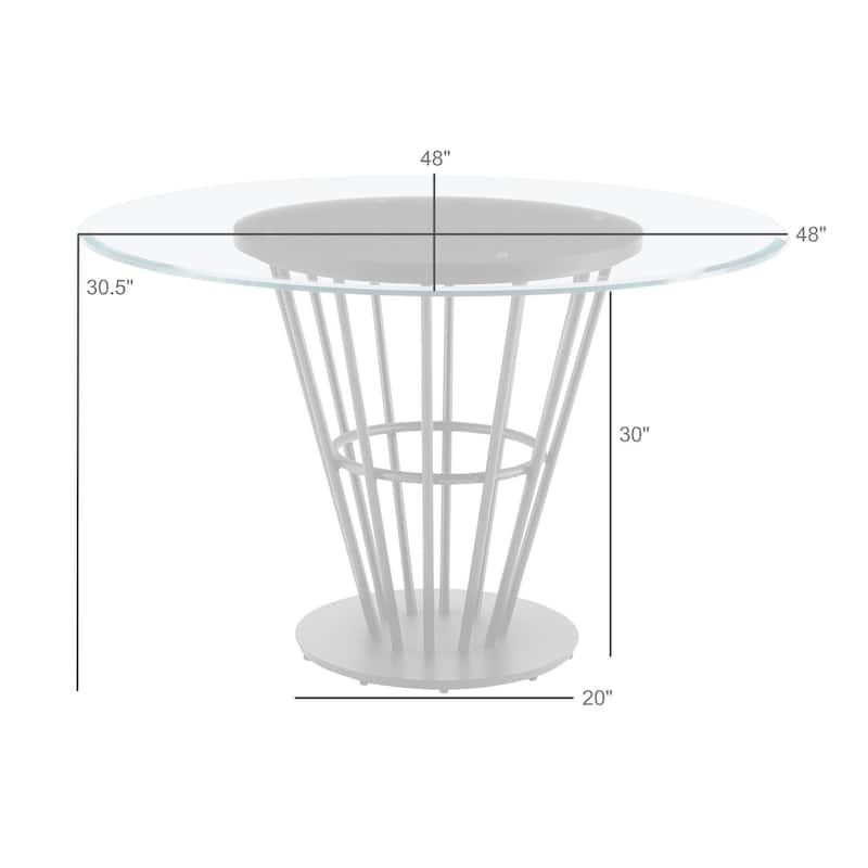 Vena Dining Table, Black Iron, Walnut Brown Wood, 48 Inch Glass Top - Walnut Brown, Black, Clear