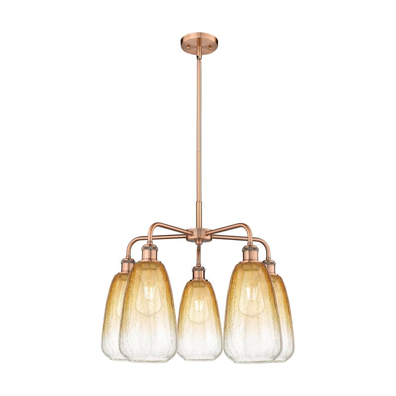 Innovations Lighting Endless Possibilities Ballston - Brookhaven Almond - 5 Light 25" Stem Hung Chandelier - Antique Copper/Amber