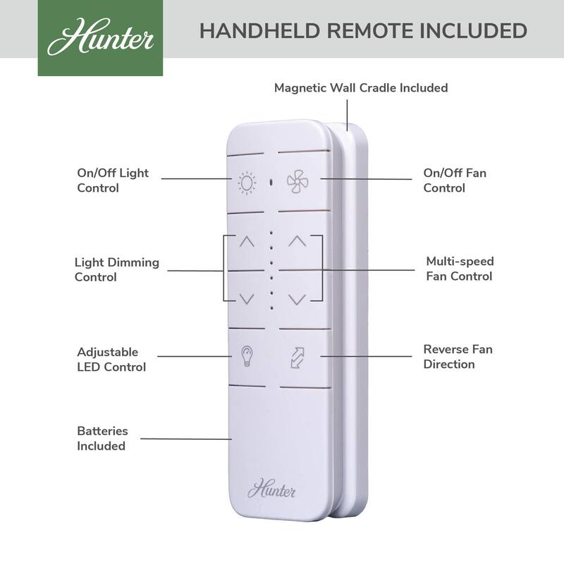 Hunter Zentech Wi-Fi ENERGY STAR Damp Rated Ceiling Fan w/ LED Light and Handheld Remote - Modern & Contemporary - SMART FAN!