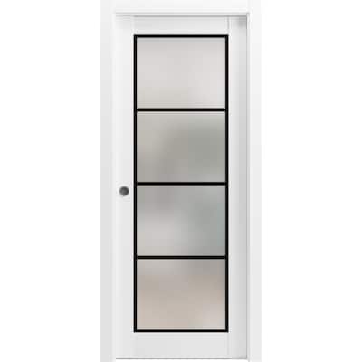 French Pocket Door 18 x 80 Planum 2132 White Silk Kit Trims Rail