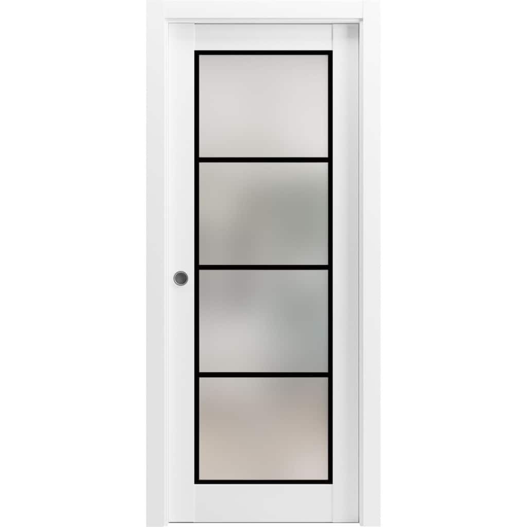 French Pocket Door 18 x 80 Planum 2132 White Silk Kit Trims Rail