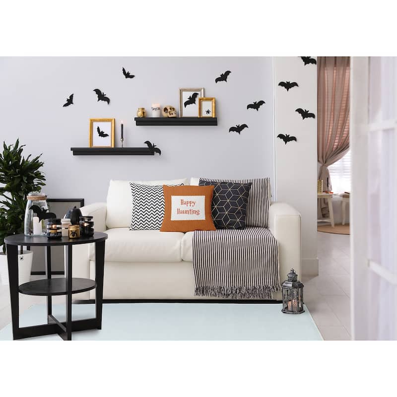 Halloween Happy Haunting Ticking Accent Pillow