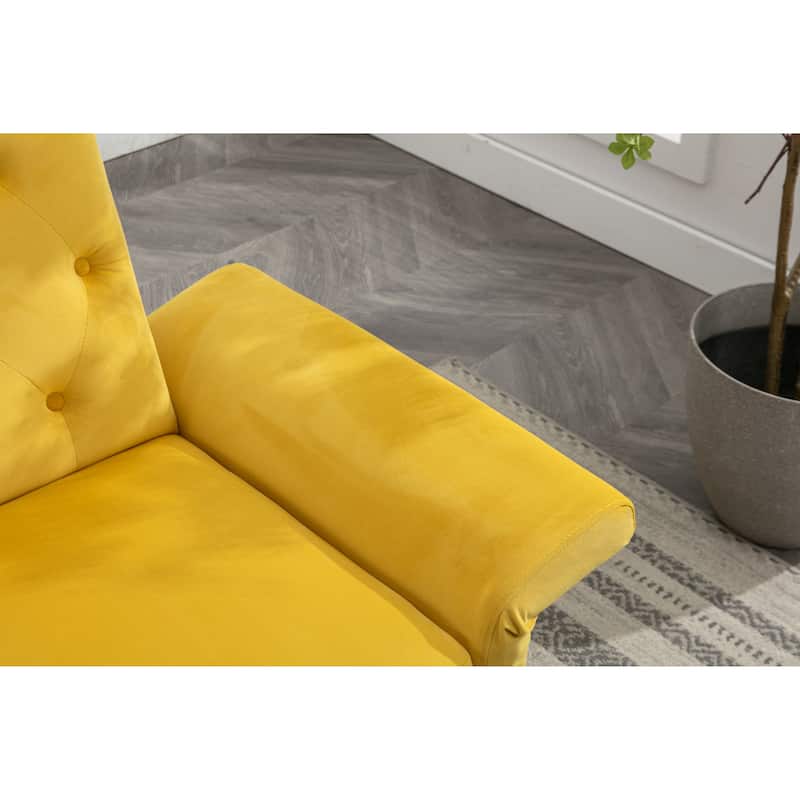 Bottom Tufted Accent Lounge Chair with Adjustable Arm and Back