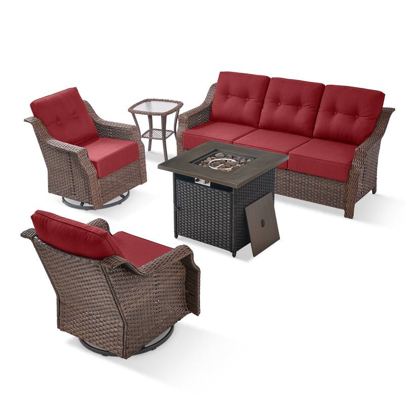 Outdoor Furniture Set with Propane Gas Fire Pit Table