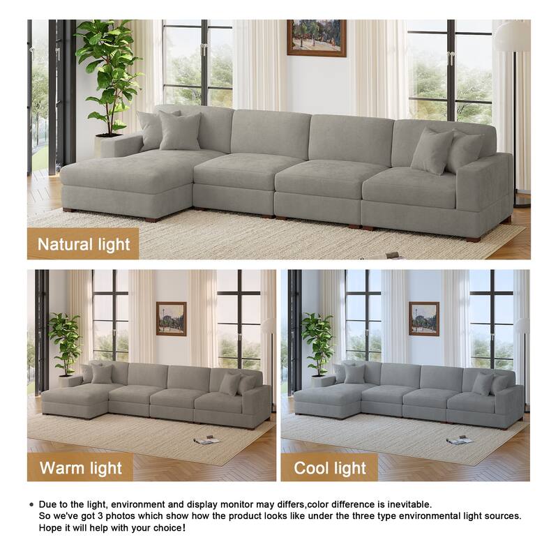 Oversized Modern Chenille L-shape Modular Sectional Sofa with Chaise
