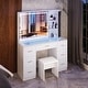 preview thumbnail 34 of 34, Makeup Vanity with XL Lighted Mirror & Stool, 7 Drawers Bedroom Vanity Desk