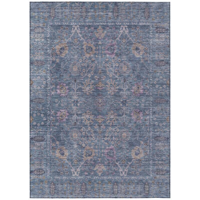 Machine Washable Indoor/ Outdoor Vintage Traditional Chantille Rug
