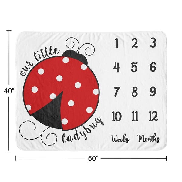 Little Ladybug Collection Girl Baby Monthly Milestone Blanket - Red Black and White Polka Dot